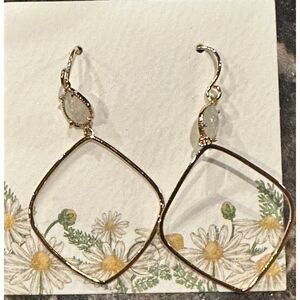 TAI Circle Drop Earrings in Gold & White New